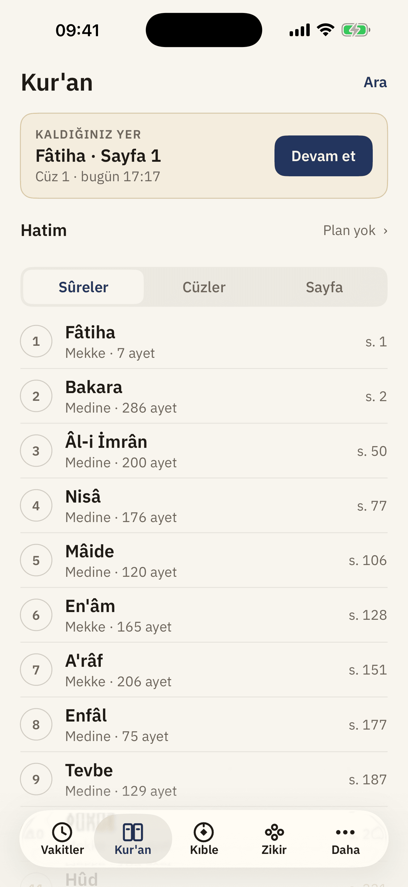 Duagâh Kur’an okuma ekranı